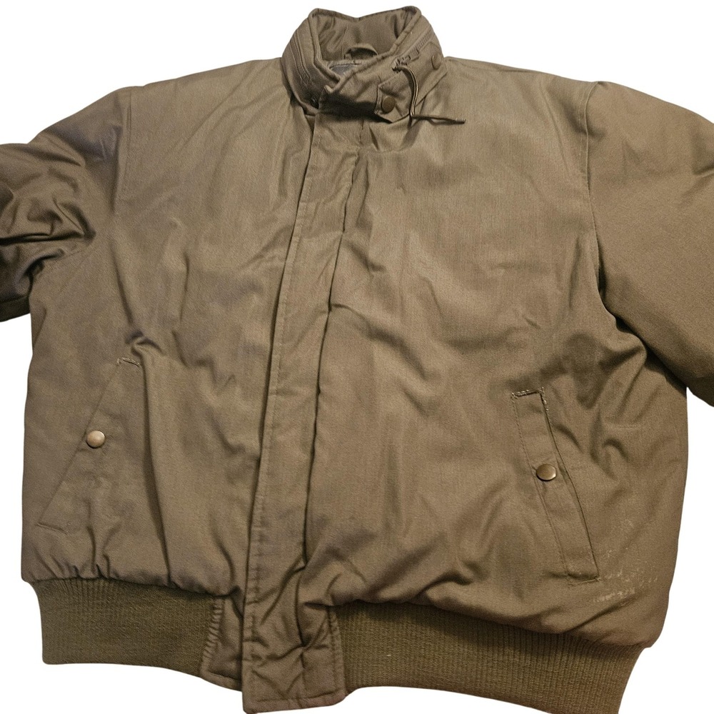 VINTAGE Le Tigre Jacket Mens Large Olive Green Bomber Puffer Rib Knit 90s